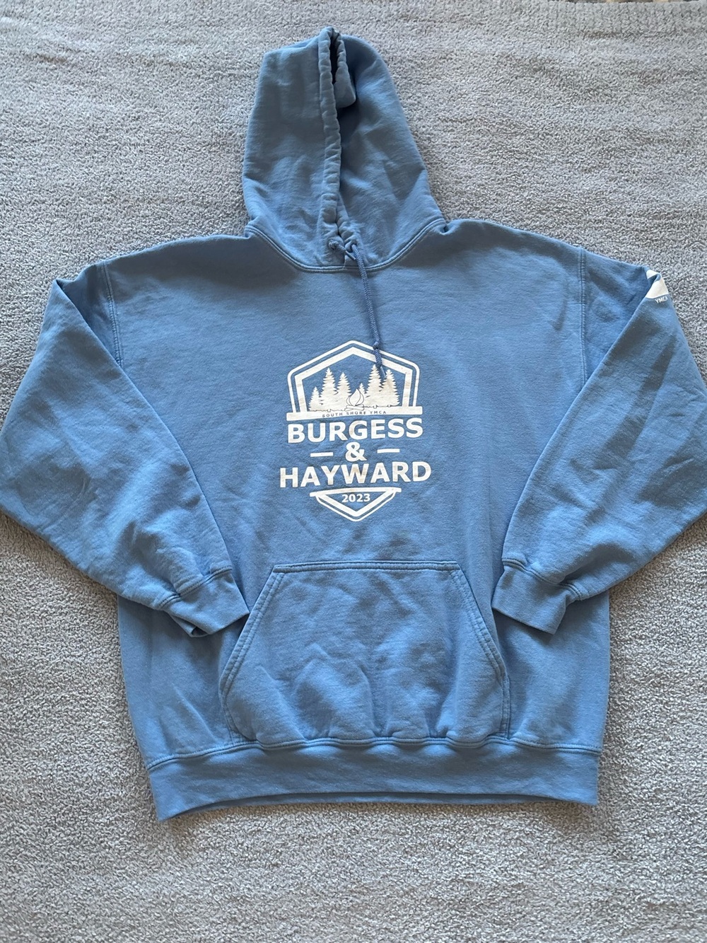 Light Blue Camp Hoodie with White Crest Logo